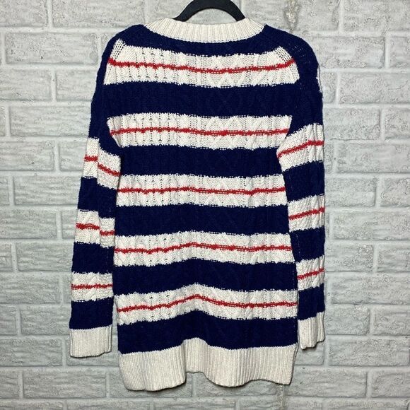 NWT MSRP $120 J. Crew Stripe Cable Knit Sweater Women's Size Small - Picture 8 of 9